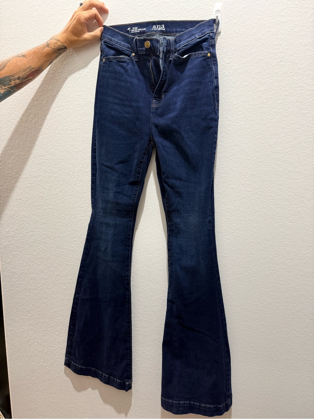 a.n.a Dark Blue High-Rise Flare Jeans